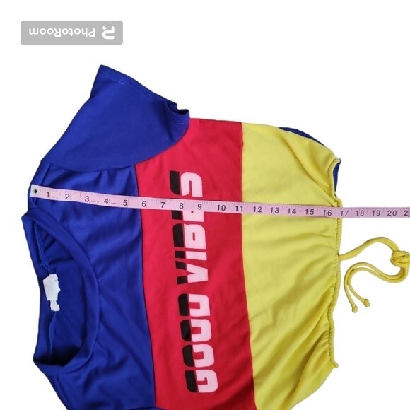 J&Sky GOOD VIBES Striped Crop Top - S - Picture 6 of 6